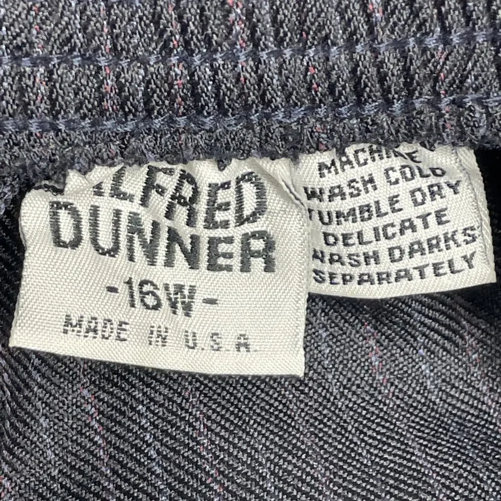 Alfred Dunner Womens 2 Piece Skirt Suit Sz 16W Navy Pinstripe USA Vintage Career
